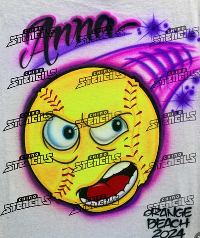 Baseball (Angry) # 2242 B Fan art stencil design