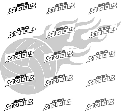 Volleyball  with Flames # 3001 art stencil Template