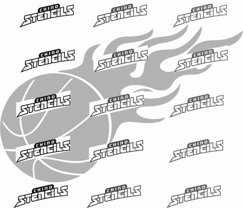 Basketball with Flames # 3002 art stencil Template