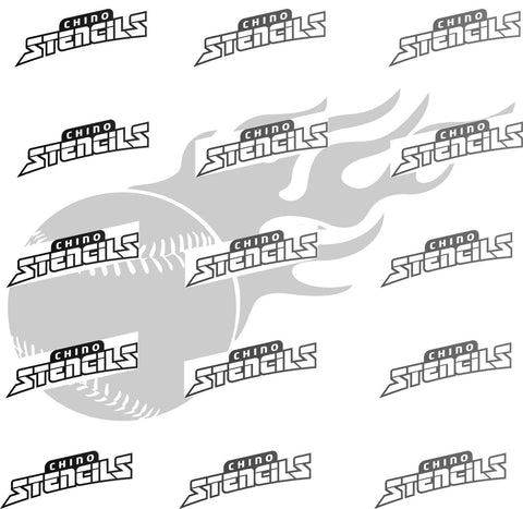 Baseball  with Flames # 3003 art stencil Template