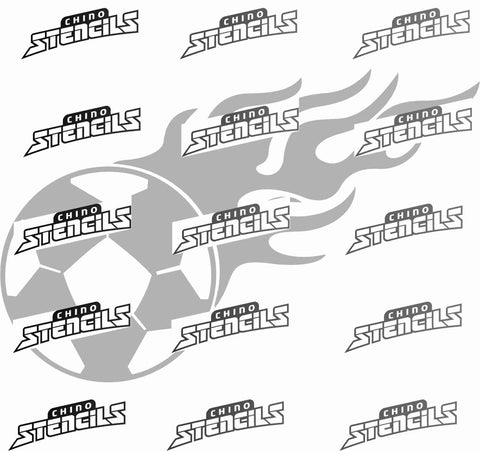 Soccerball  with Flames # 3004 art stencil Template