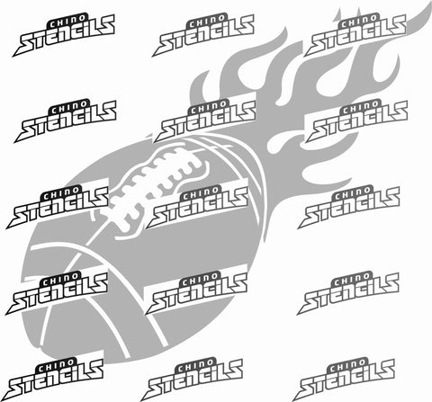 Football with Flames # 3005 art stencil Template