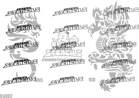 Airbrush Tattoo Stencils Set CS002 Large Dragons # 3144